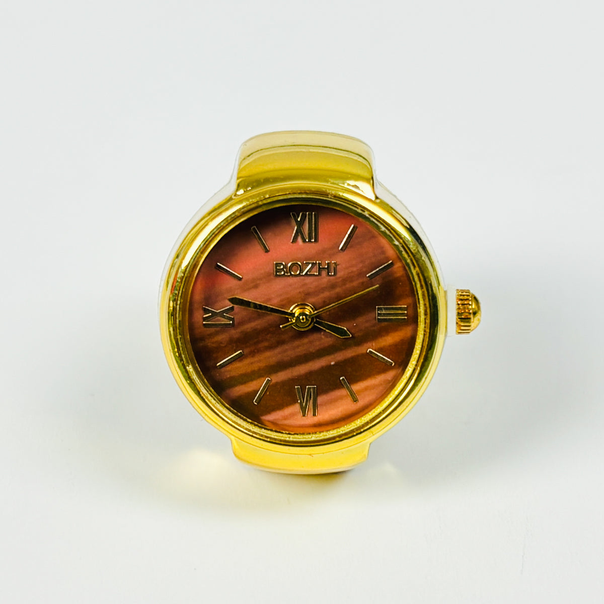 Retro Adjustable Watch Ring Gold Brown