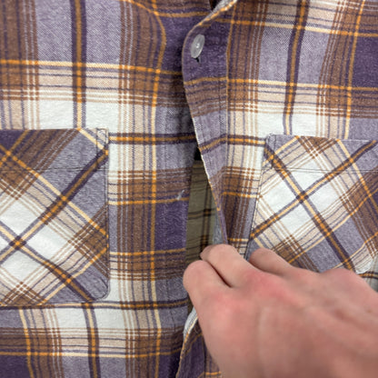 00s Stussy Plaid Shirt T-Shirt Purple Small