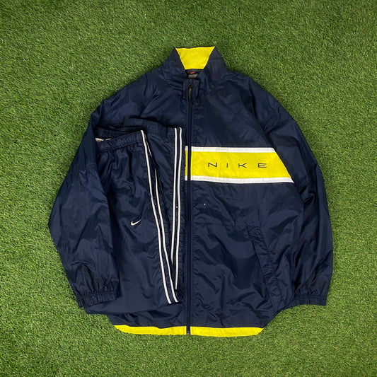 90s Nike Piping Tracksuit Jacket + Joggers Set Baby Blue Large