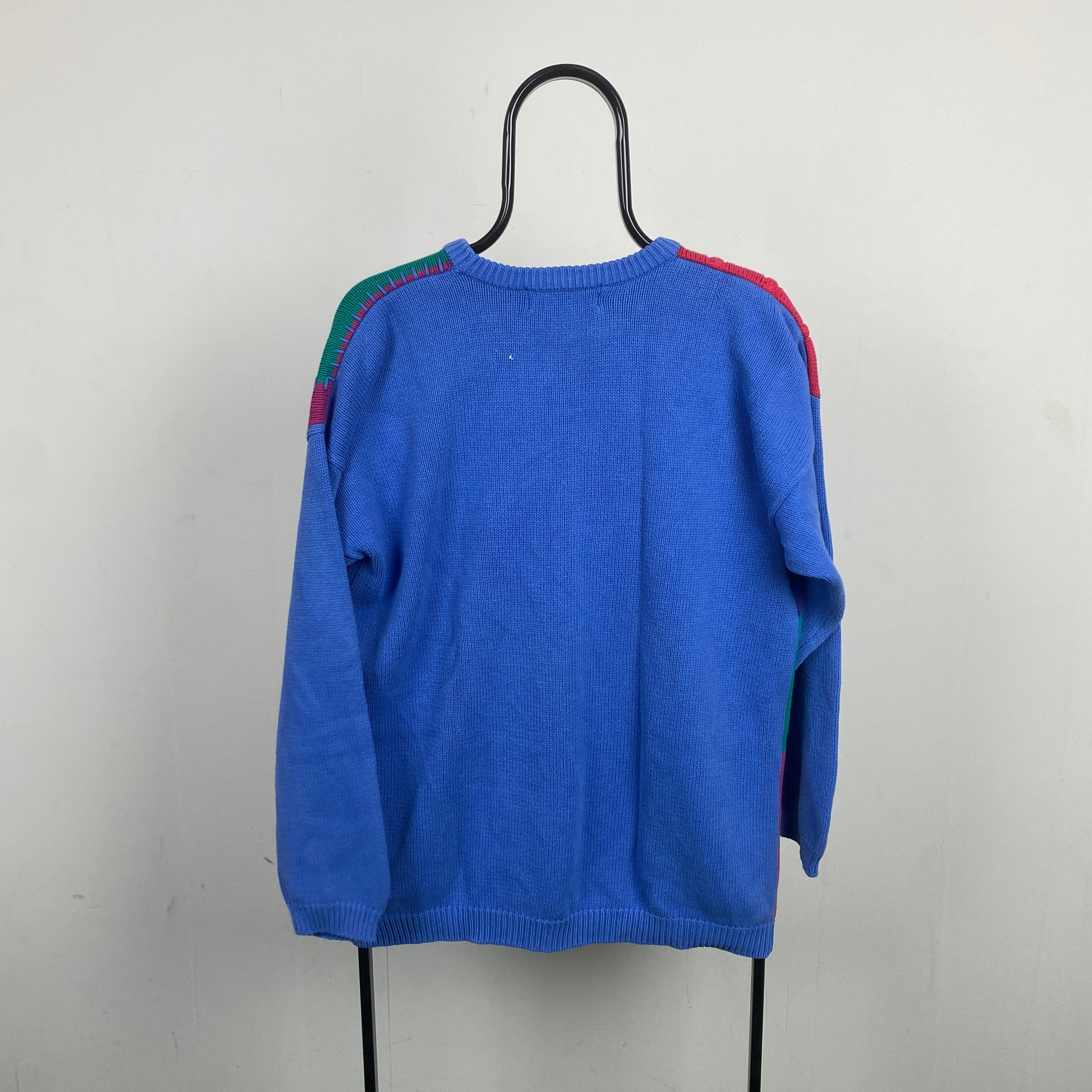 Retro Tulchan Animal Knit Sweatshirt Blue Large