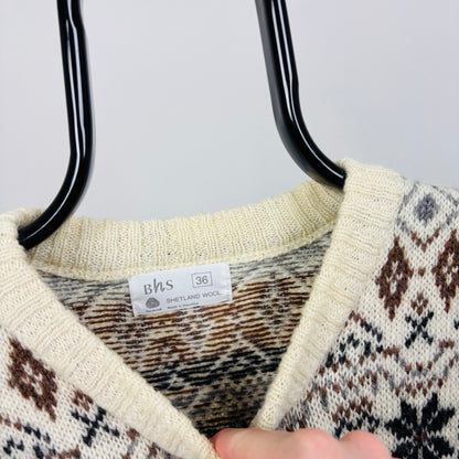 90s BHS Wool Knit Sweatshirt Brown Large