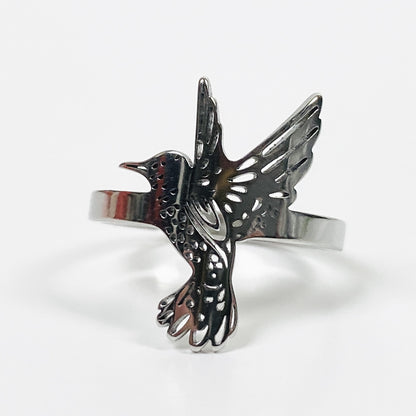 Retro Adjustable Hummingbird Ring Silver