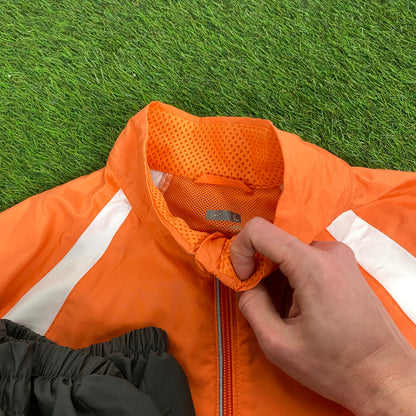 00s Nike Piping Tracksuit Jacket + Joggers Set Orange Large