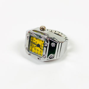 Retro Adjustable Watch Ring Silver Yellow