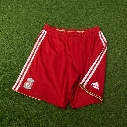 00s Adidas Liverpool Football Shorts Red Large
