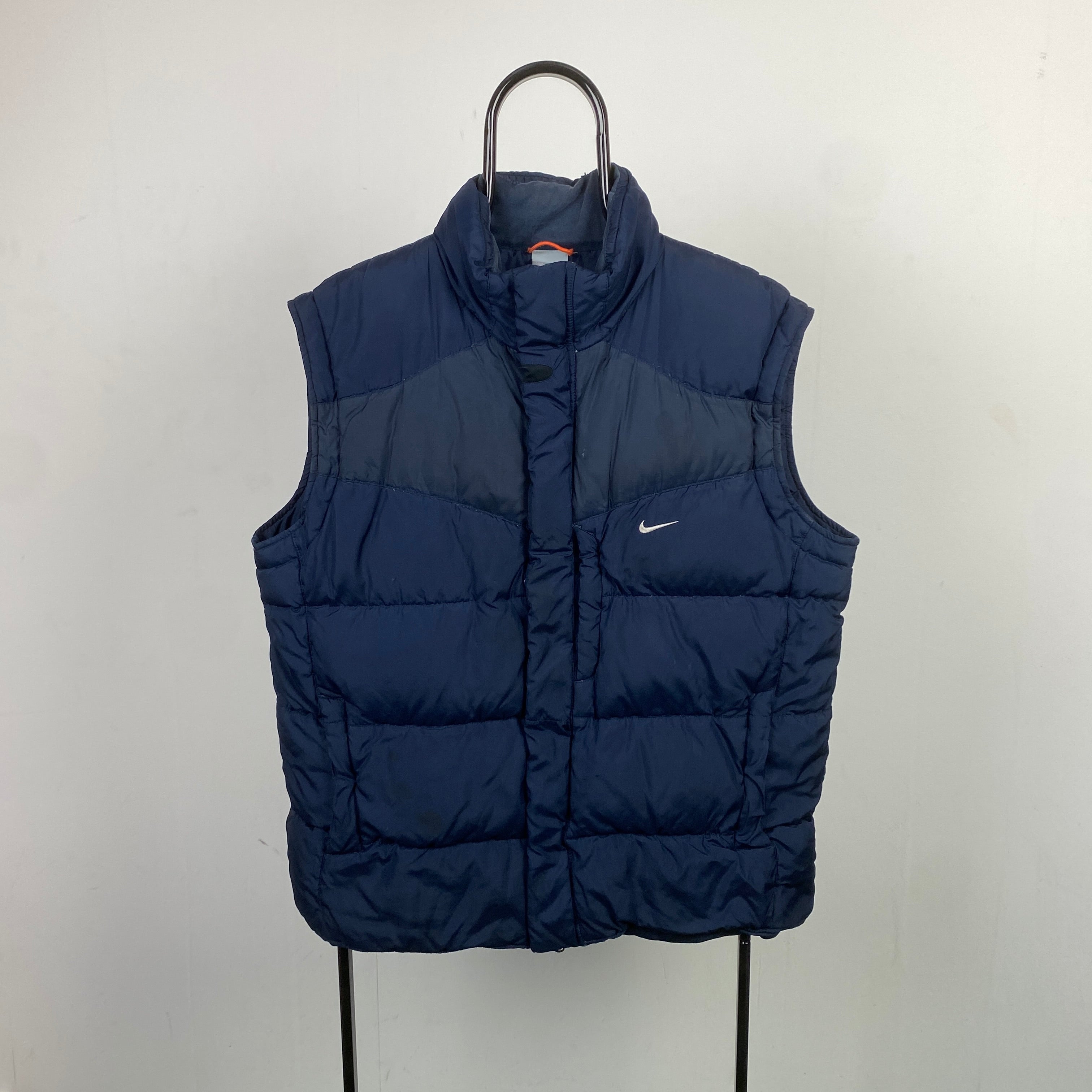 00s Nike Quilted Puffer Gilet Jacket Blue Large