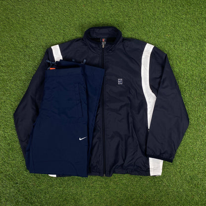 00s Nike Court Tracksuit Jacket + Joggers Set Blue Small