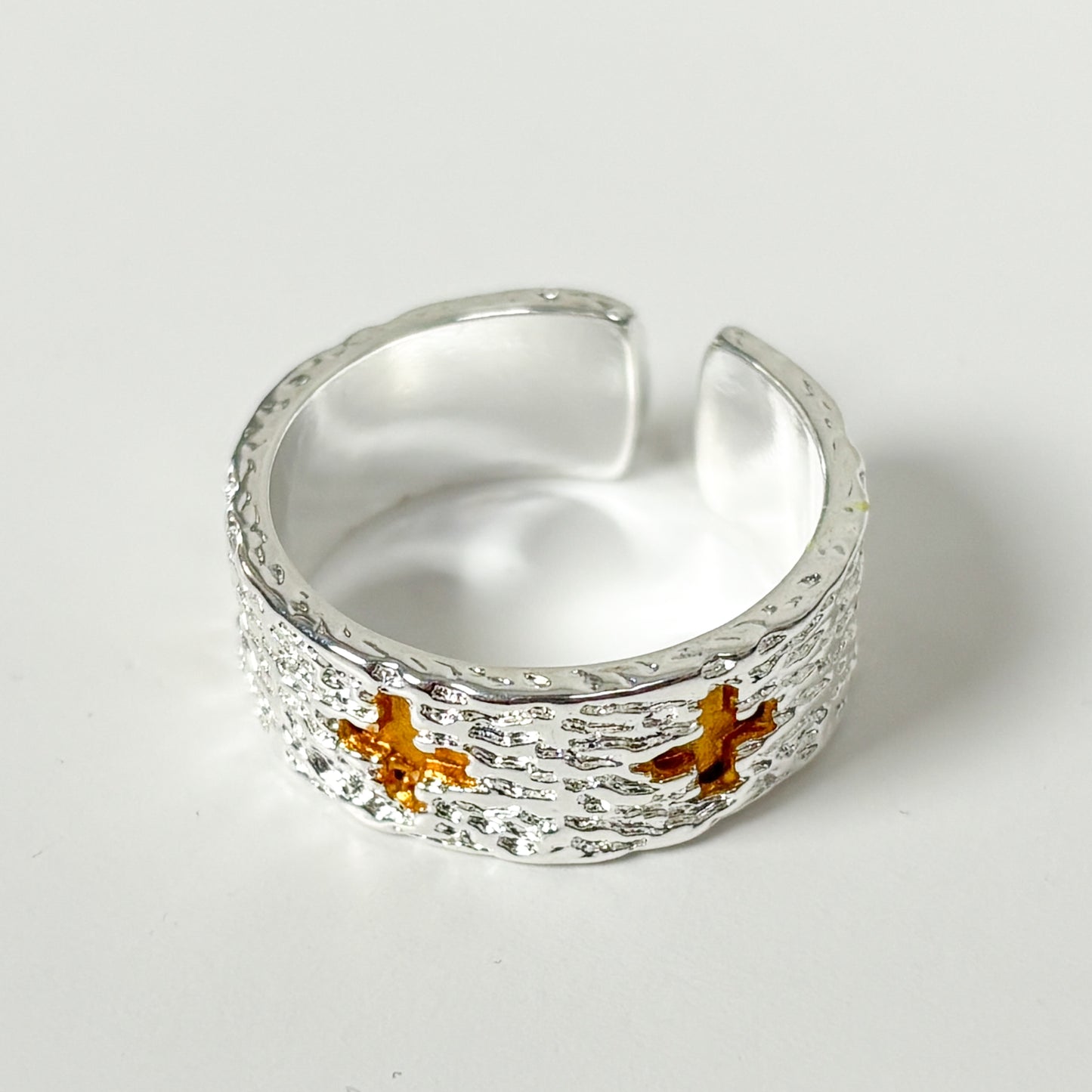 Adjustable Ornate Templar Ring Silver