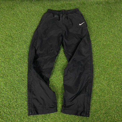00s Nike Piping Windbreaker Jacket + Joggers Set Black Small