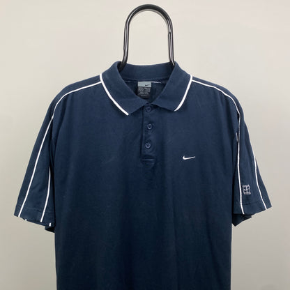 00s Nike Court Polo Shirt T-Shirt Blue XL