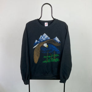 Retro Eagle Sweatshirt Black Large