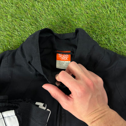 00s Nike Windbreaker Jacket + Joggers Set Black Medium