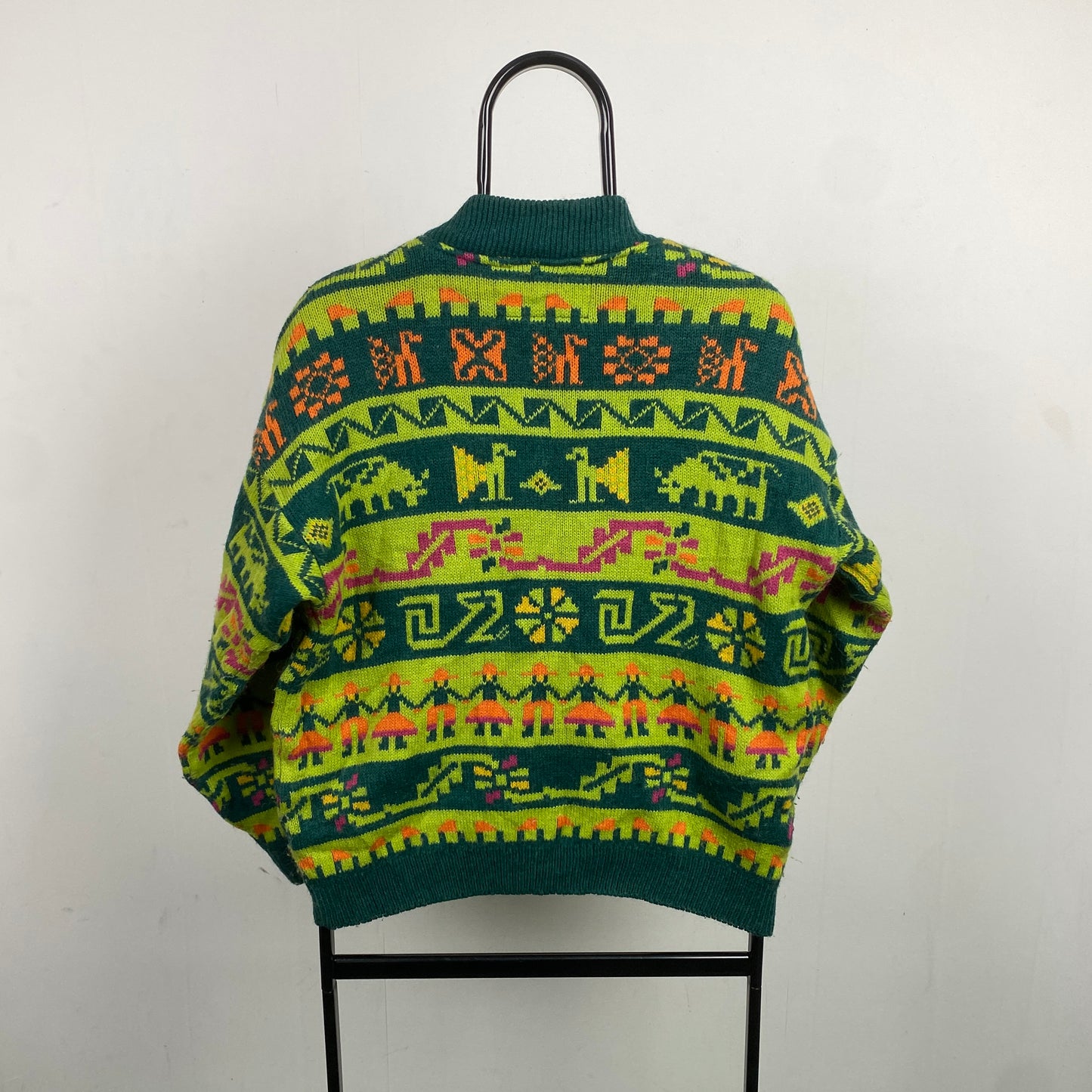 Retro 90s Spanish Knit Sweatshirt Green Medium