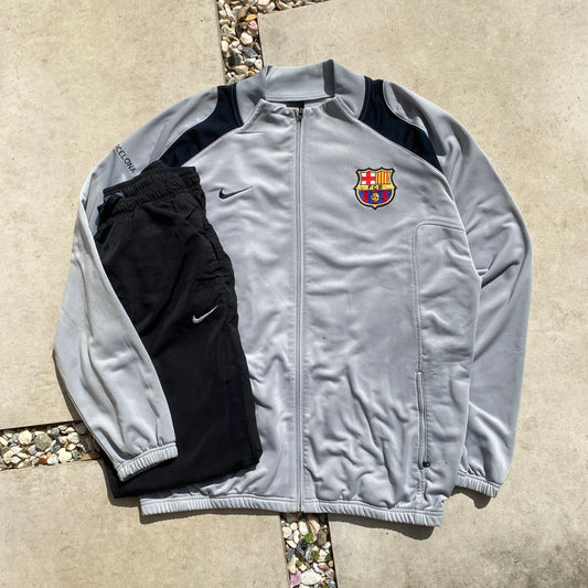 00s Nike Barcelona Tracksuit Set Jacket + Joggers Grey XL