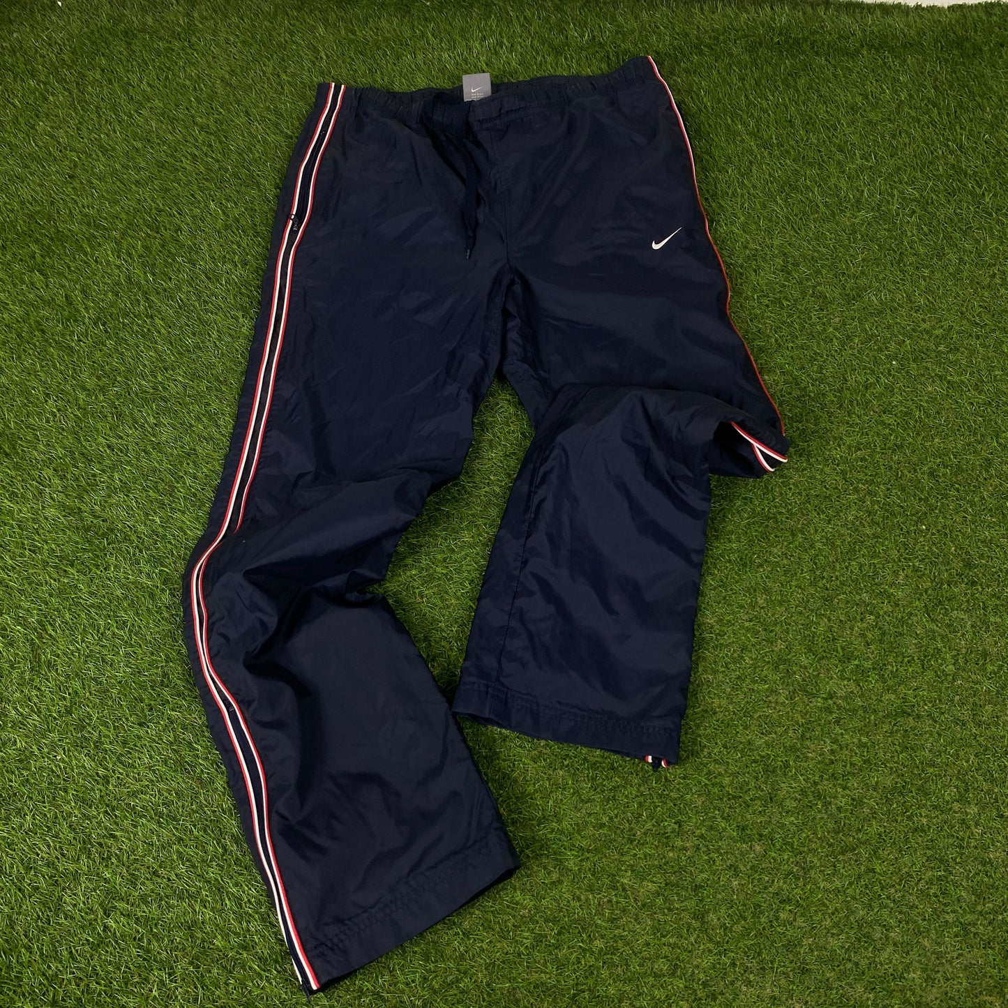 00s Nike Piping Windbreaker Jacket + Joggers Set Blue Small
