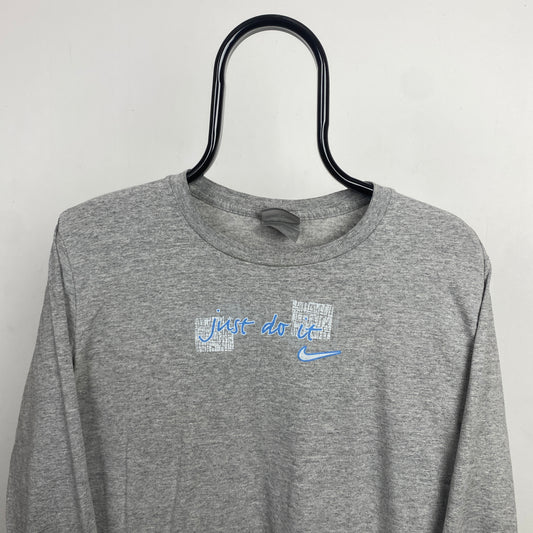 00s Nike Longsleeve T-Shirt Grey Womens Medium