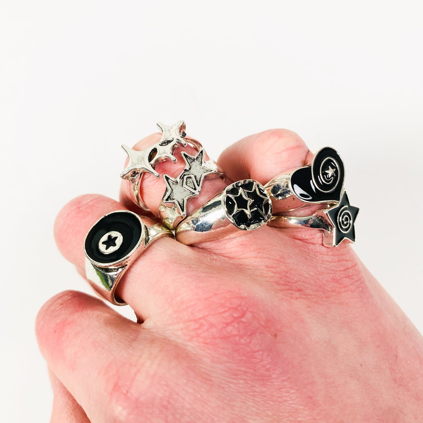 Adjustable Star Stack Ring Silver