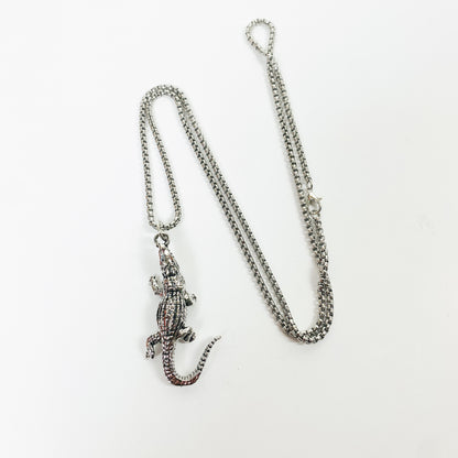 Retro Crocodile Chain Link Necklace Chain Silver