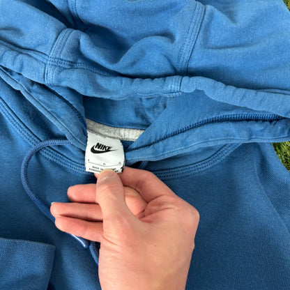 00s Nike Cotton Tracksuit Hoodie + Joggers Set Blue Large