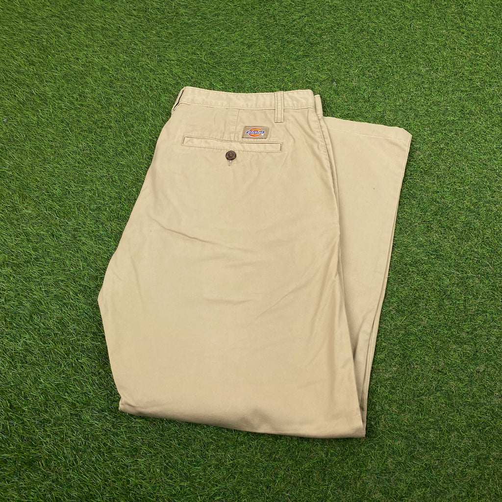 Retro Dickies Cargo Trousers Joggers Brown Large