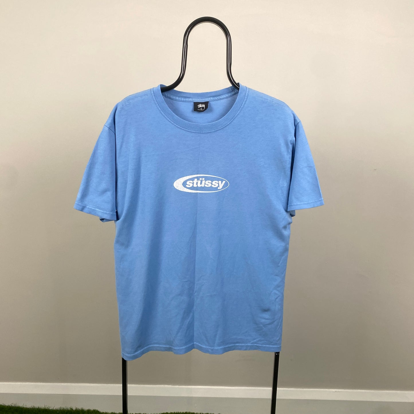 Retro 00s Stussy T-Shirt Baby Blue Medium
