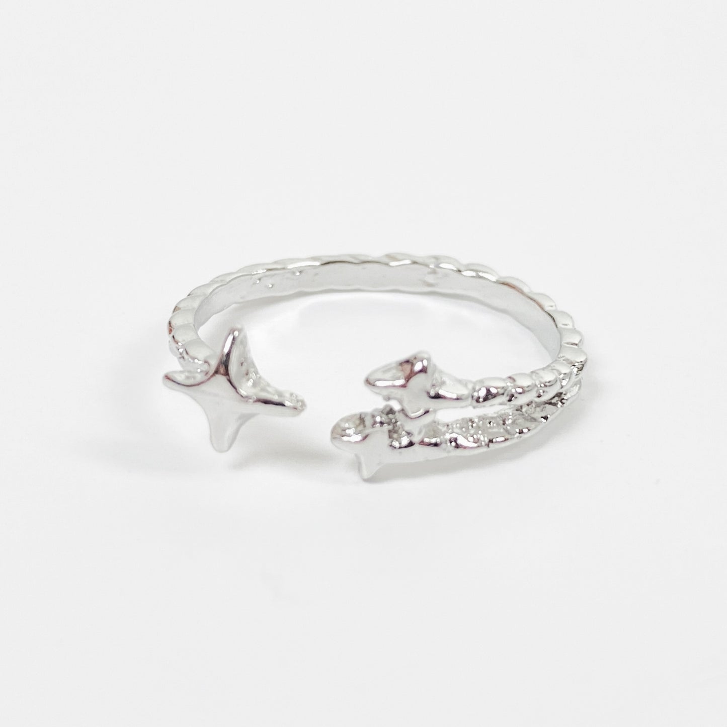 Retro Adjustable Shooting Star Ring Silver