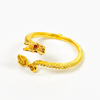 Retro Adjustable Chinese Dragon Ring Gold