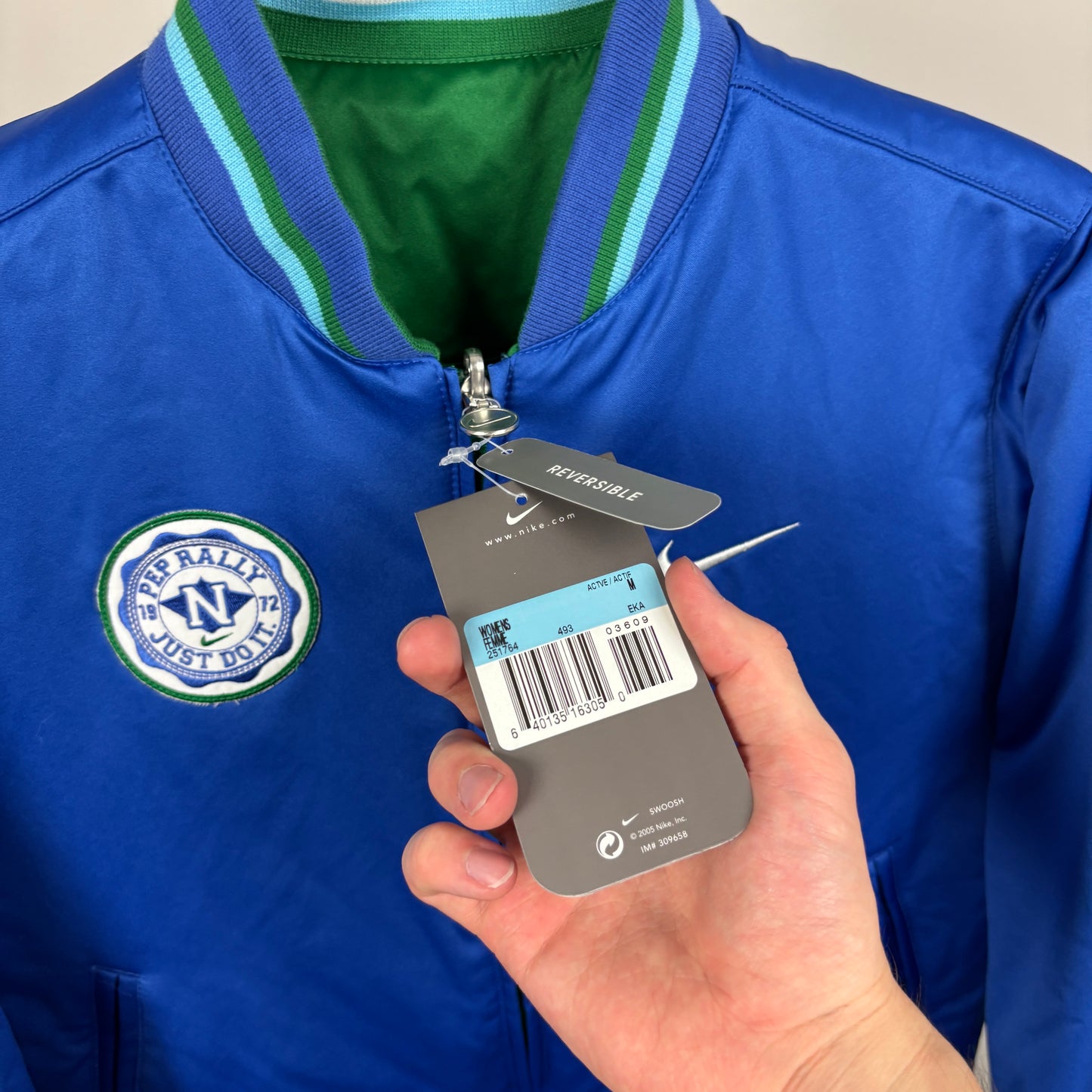 00s Nike Reversible Varsity Jacket Blue Medium