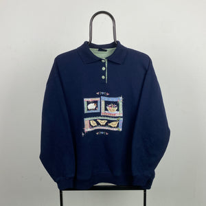Retro 90s Animal Sweatshirt Blue Large