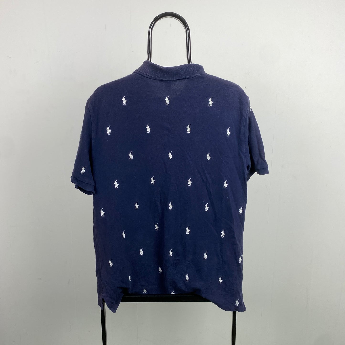 Retro Polo Ralph Lauren Polo Shirt T-Shirt Blue Small