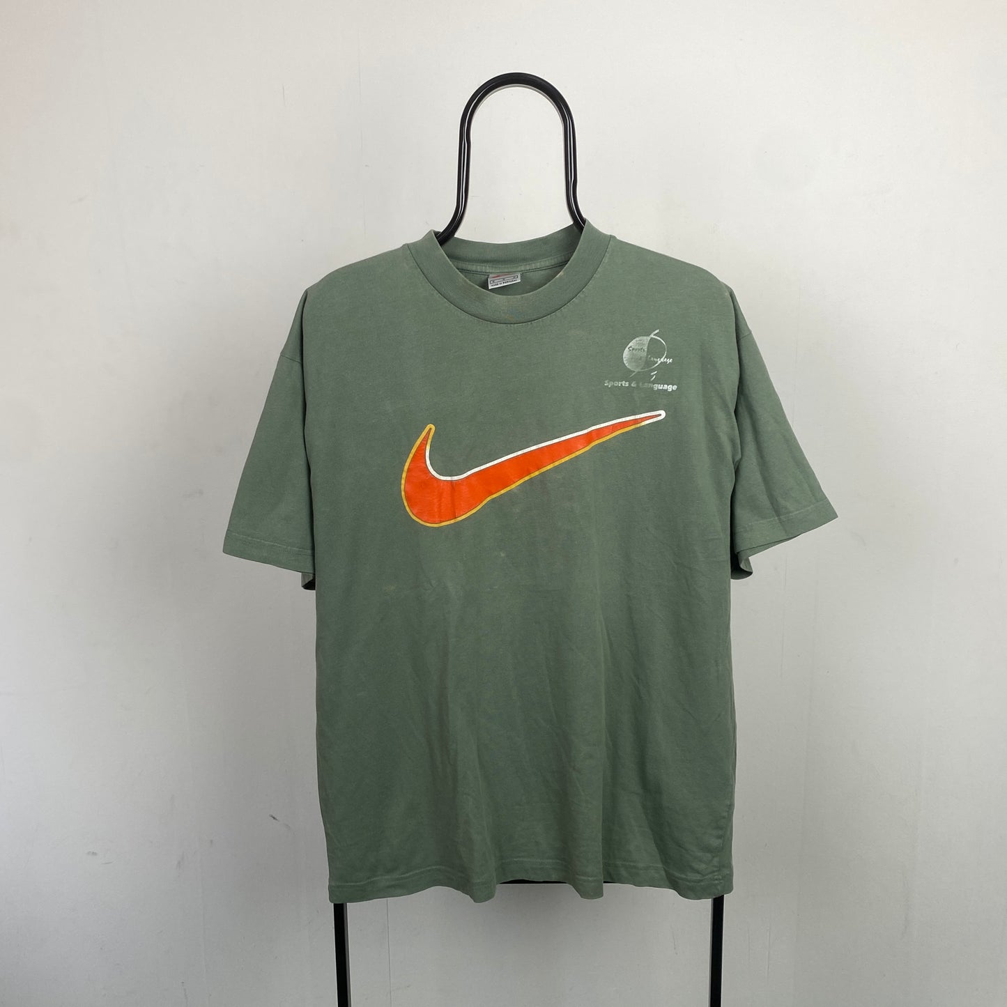 90s Nike Swoosh T-Shirt Green Medium