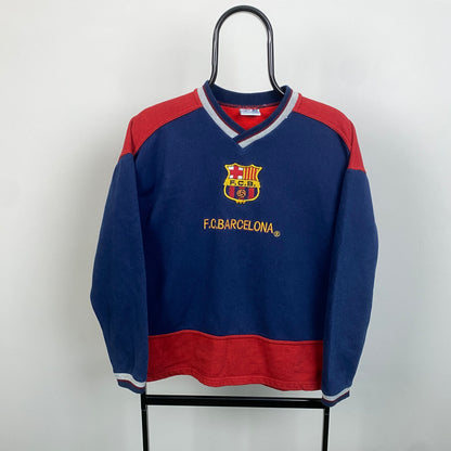 90s Barcelona Football Sweatshirt Blue XS