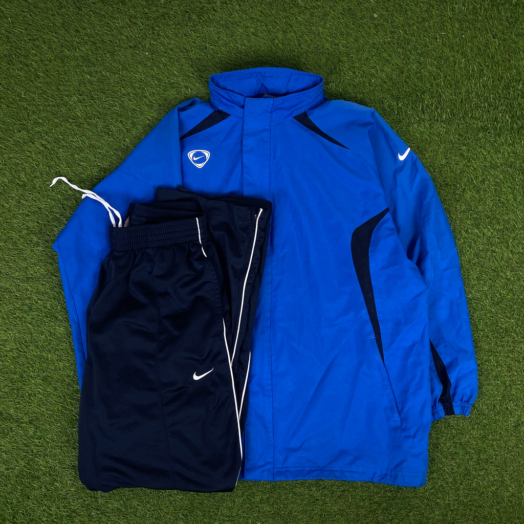 00s Nike Piping Tracksuit Set Jacket + Joggers Blue XL
