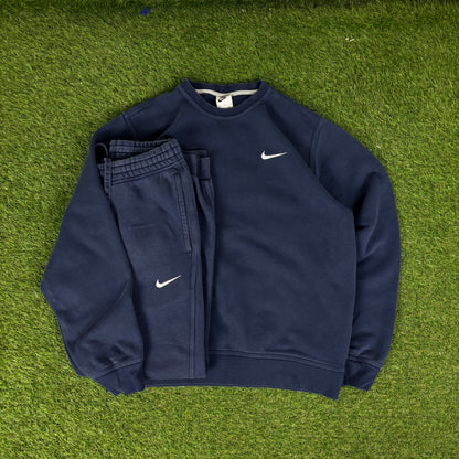 00s Nike Cotton Sweatshirt + Joggers Set Blue Medium