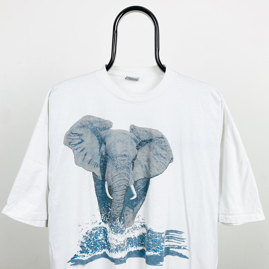 Retro Elephant T-Shirt White XL