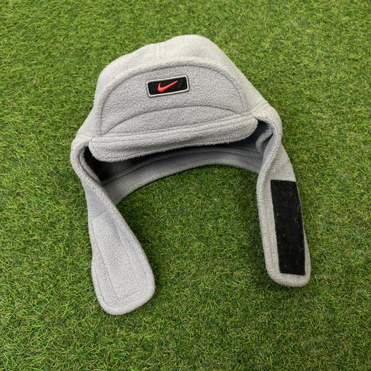 00s Nike Fleece Dog Ear Flap Hat Grey