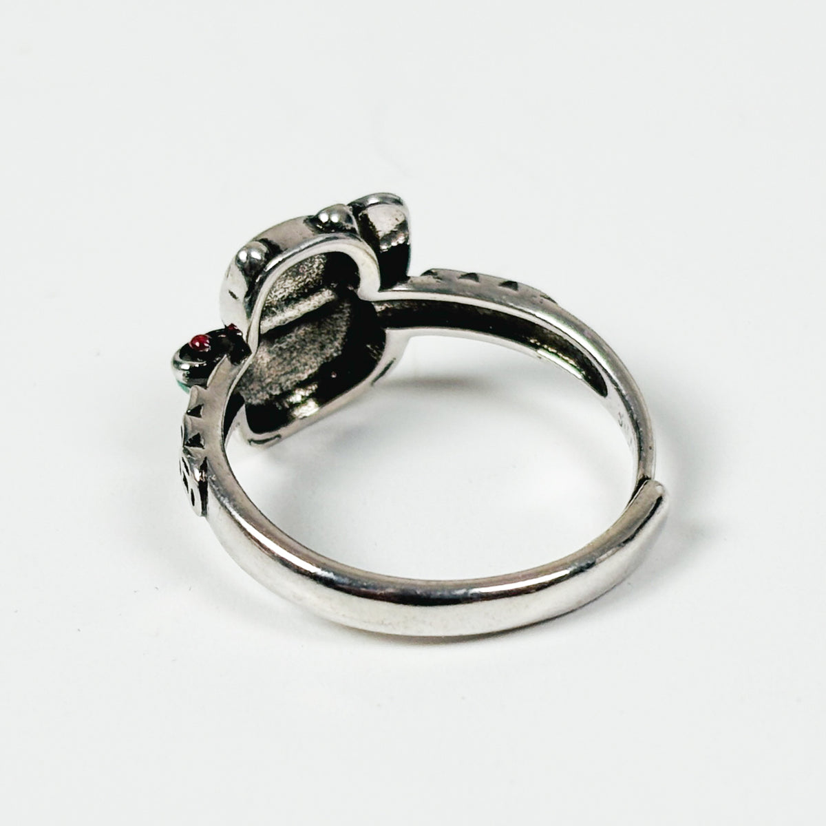 Lucky Cat Band Ring Adjustable Silver