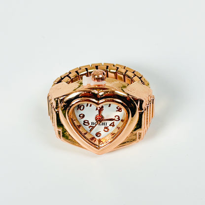 Vintage Heart Watch Ring Rose Gold