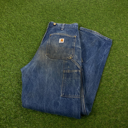 00s Carhartt Double Knee Jeans 34x32 Blue Large Joggers