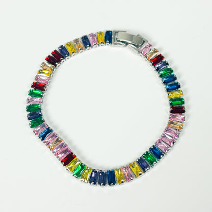Rainbow Gemstone Bracelet .925 Silver