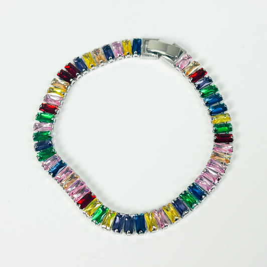 Rainbow Gemstone Bracelet .925 Silver