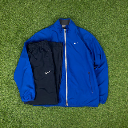 00s Nike Windbreaker Jacket + Joggers Set Blue Medium