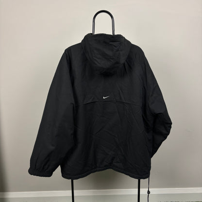 90s Nike Reversible Side Winder Fleece Coat Jacket Black Large