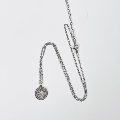 Mini Compass Necklace Chain Silver