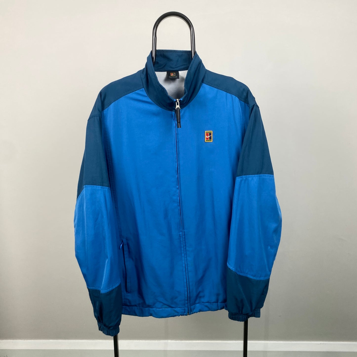 90s Nike Challenge Court Windbreaker Jacket Blue Medium