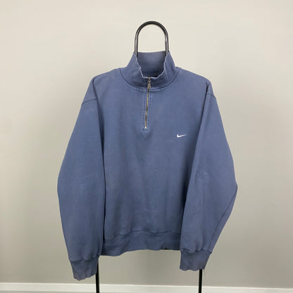 00s Nike 1/4 Zip Sweatshirt Blue Large