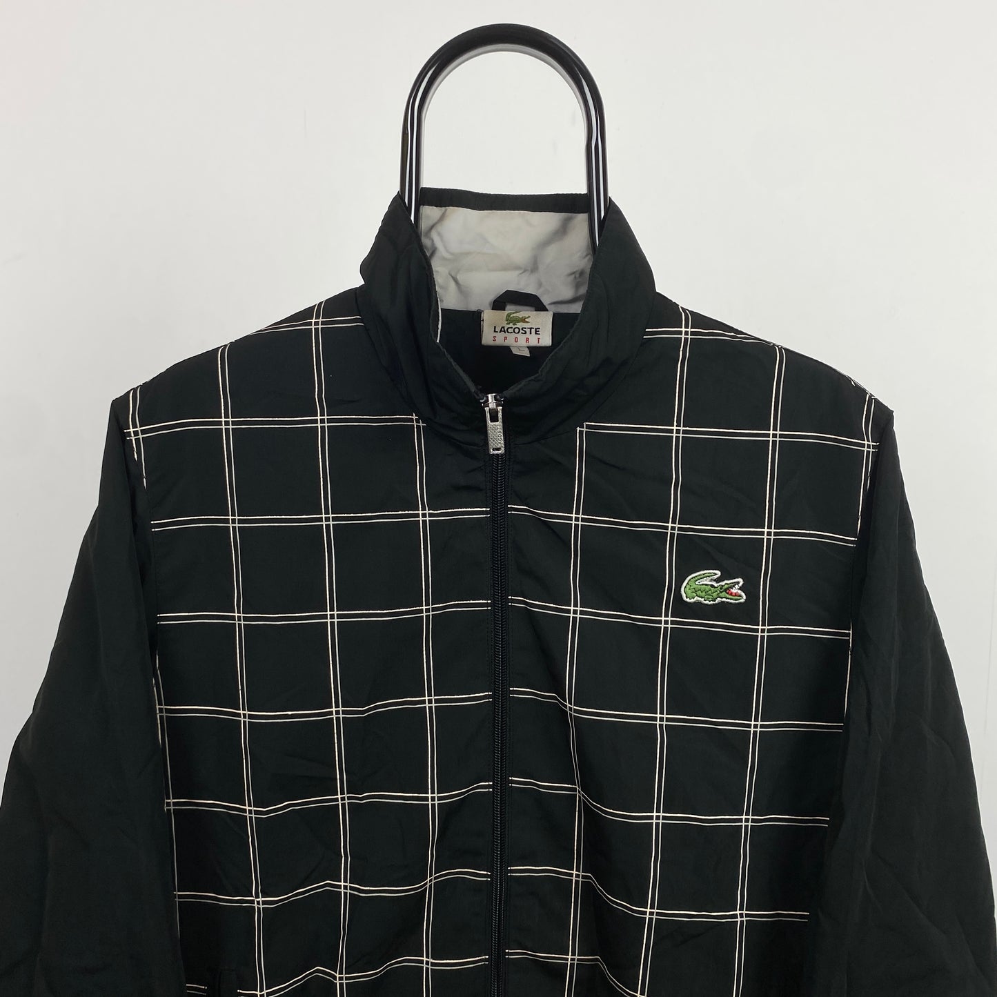 Retro Lacoste Windbreaker Jacket Black Large