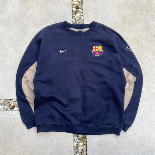 90s Nike Barcelona Football Sweatshirt Blue Brown Medium