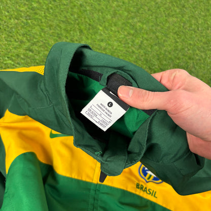 00s Nike Brazil Piping Tracksuit Jacket + Joggers Set Yellow Large