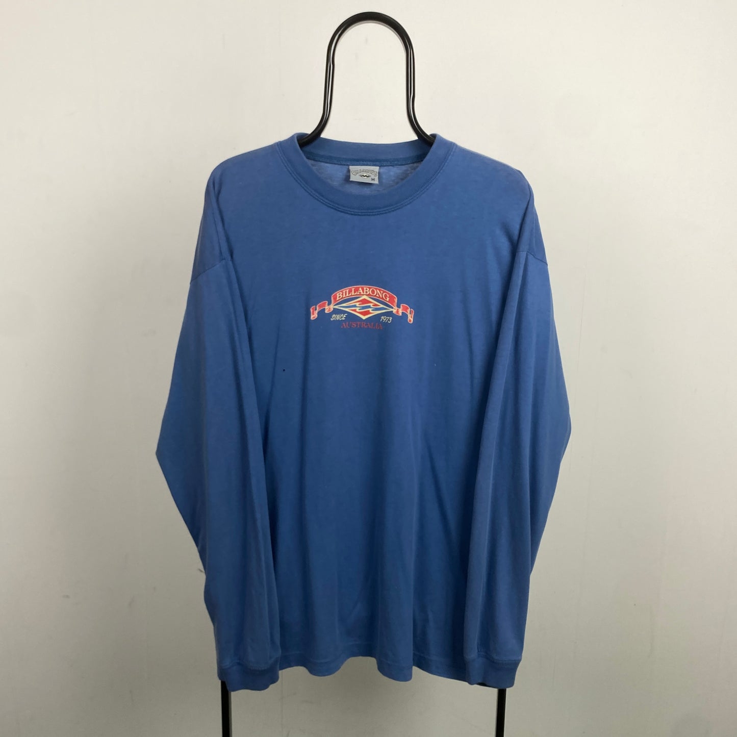 Retro 90s Billabong Long Sleeve T-Shirt Blue Medium